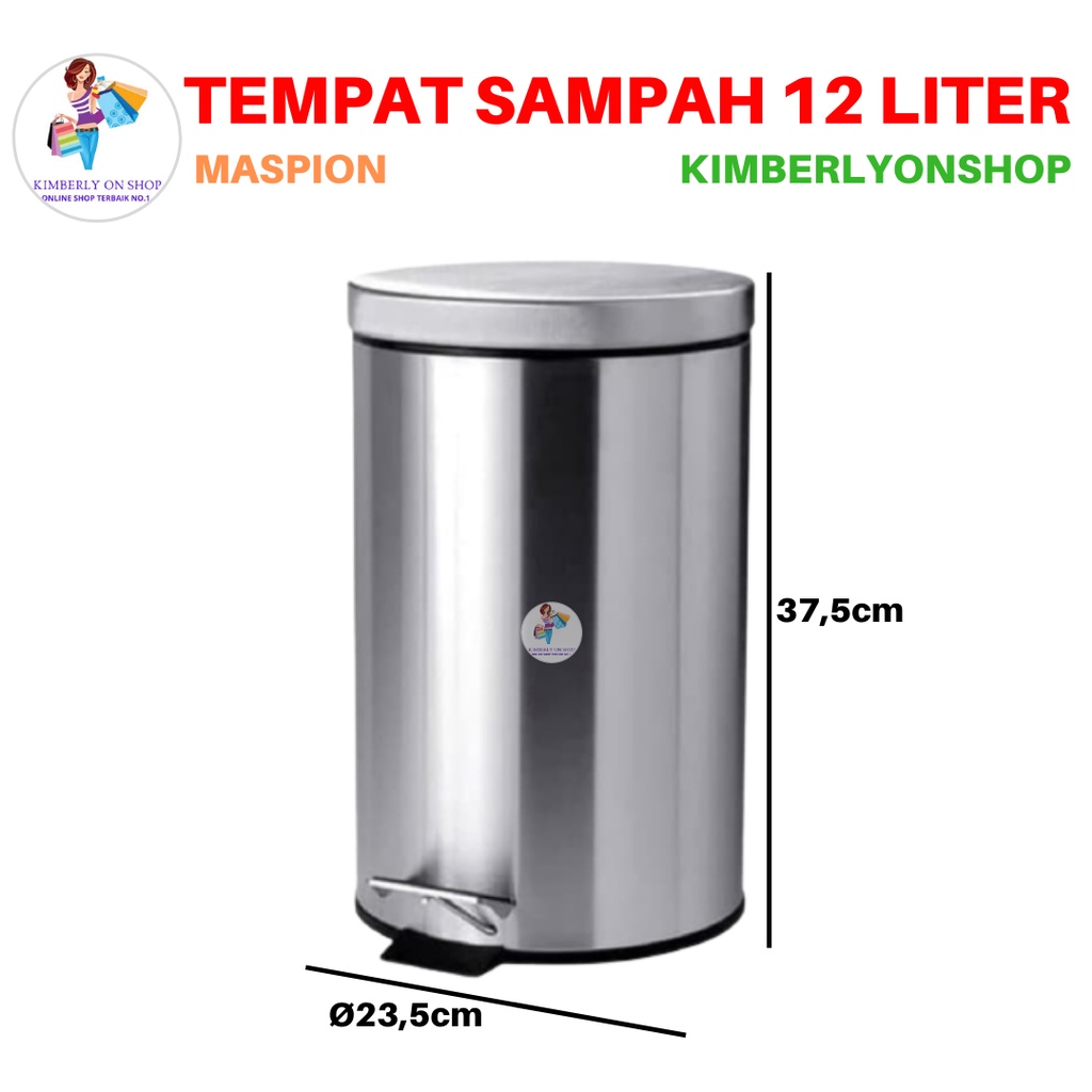 Tempat Sampah Dust Bin Injak Stainless Steel 12 Liter Maspion