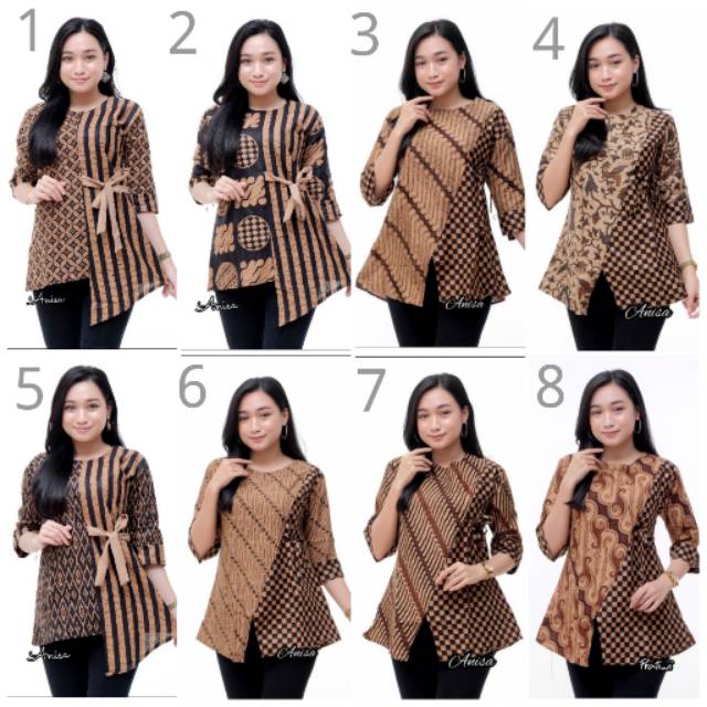 tey-17 Batik wanita ASJ SA HRB026 Kenongo Kemeja Tosca Pendek