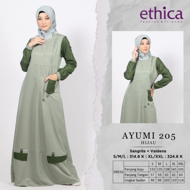 Ayumi 205 Hitam Hijau Gamis Ethica