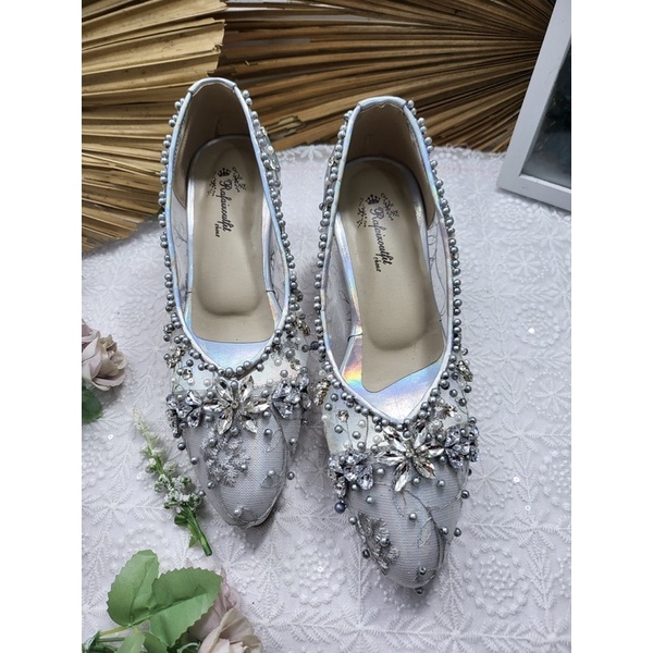 sepatu wedding shoes wanita silver cantik 7cm tahu