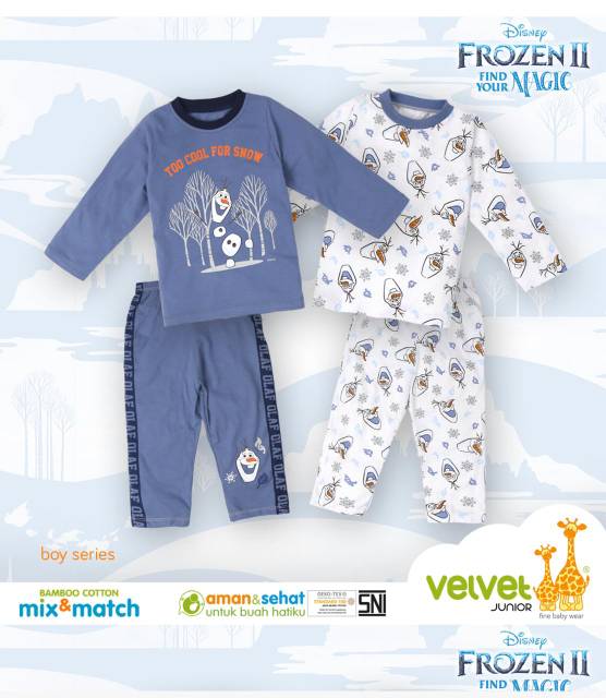 VELVET MIX N MATCH DISNEY Velvet Junior Piyama Frozen Elsa Anna Olaf