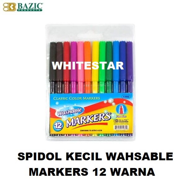 

spidol kecil bazic washable markers 12 warna / color