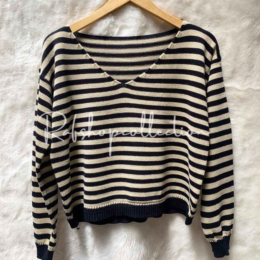 MINI Stripe Blouse_7GET Top Atasan rajut wanita_blouse oversize