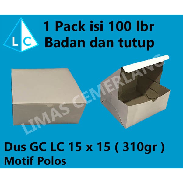 

DUS GS LC 15x15 POLOS 500pcs ( Dus Kue | Dus Snack | Dus Roti ) 310gr