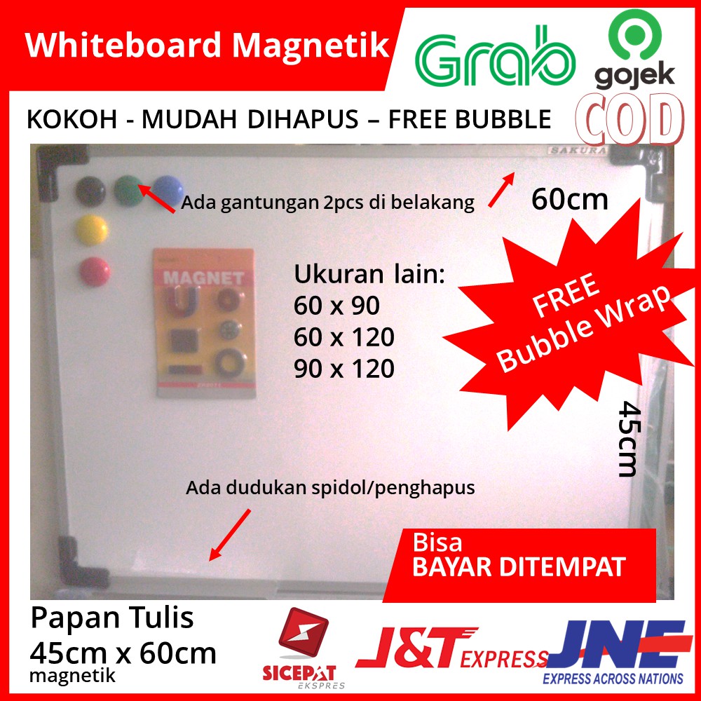 

COD Whiteboard 45x60 Magnetik Papan Tulis Anak