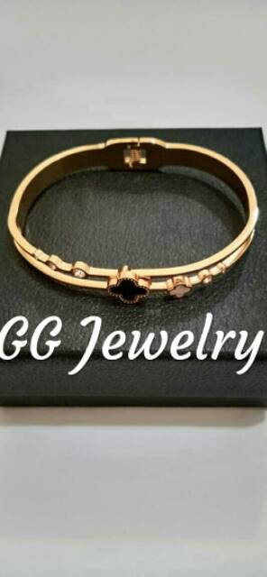 GG Gelang Bangle Real pict Daun Semanggi Titanium Lapis Emas 18K#GB-137