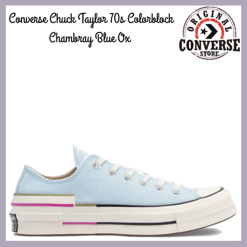 ORIGINAL CONVERSE CHUCK TAYLOR 70s COLORBLOCK CHAMBRAY BLUE Ox 570789C FEMALE