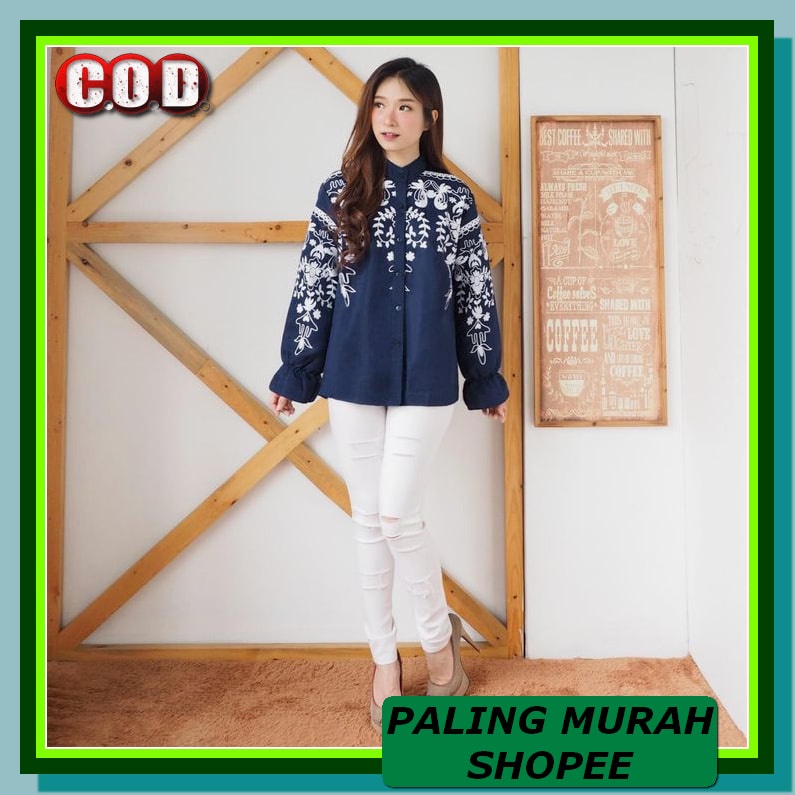 7435 Atasan Kemeja Dior Import Premium Busui 116 Kemeja Wanita Ca PA745 [Kemeja Sisilia Navy Ve]Ke