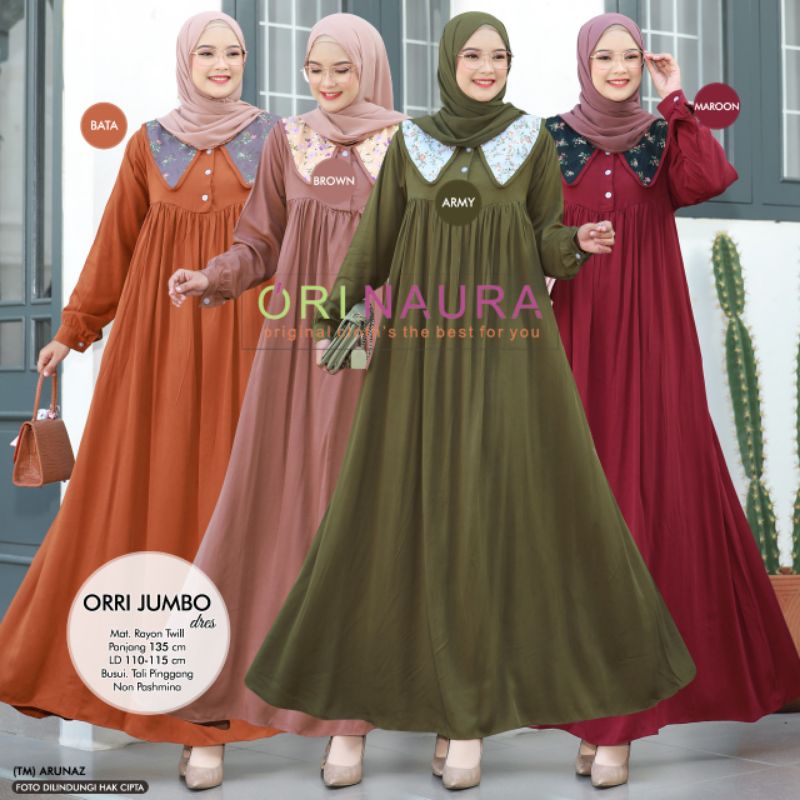 Gamis Orri Jumbo Ld 115 Pj 135 Rayon Twill Tebal Ori Naura