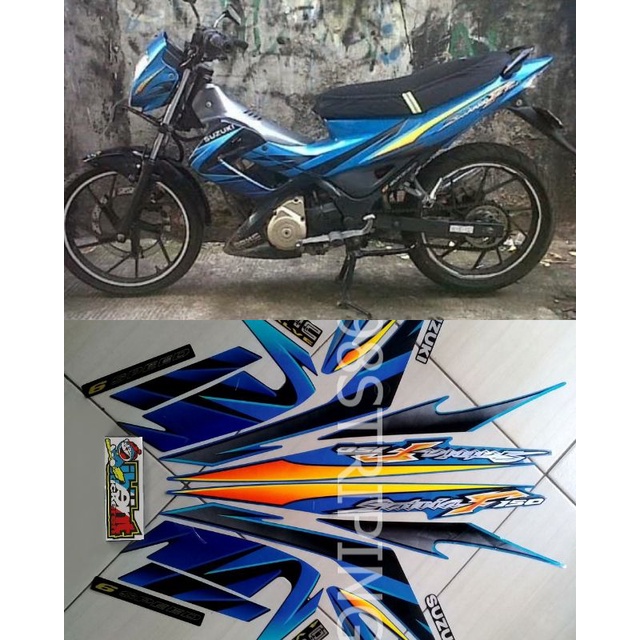 STRIPING  SATRIA FU F150 BIRU TAHUN 2008 STICKER LIS STANDAR ORI