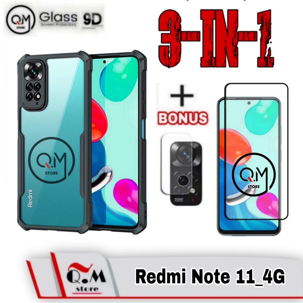 Case Transparan Xiaomi Redmi Note 11 4G / Xiaomi Poco M4 Pro 5G Paket 3IN1 Softcase Armor Acrilik Pelindung Back Cover