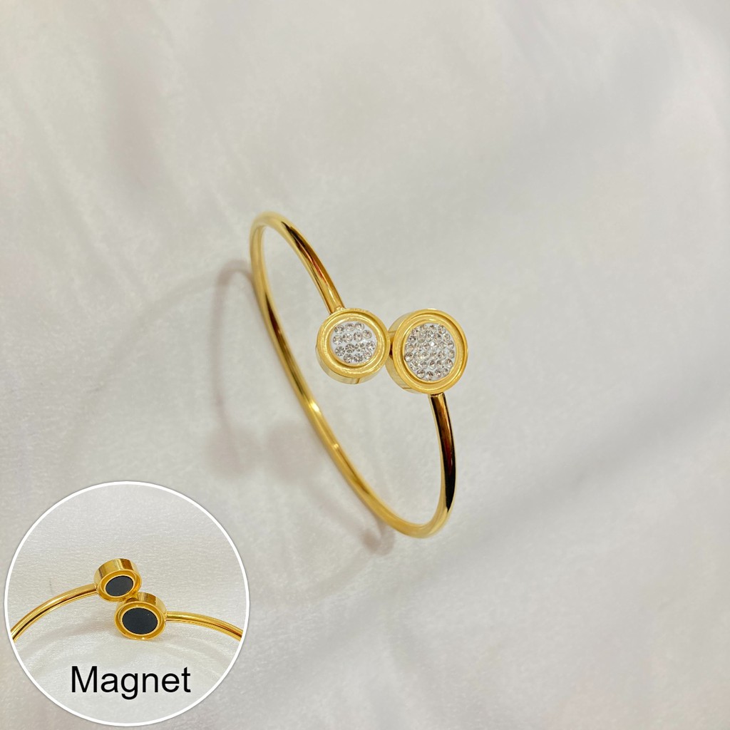 Gelang Titanium Cuff Magnet Anti Karat Aksesoris Perhiasan Kesehatan Anti Karat