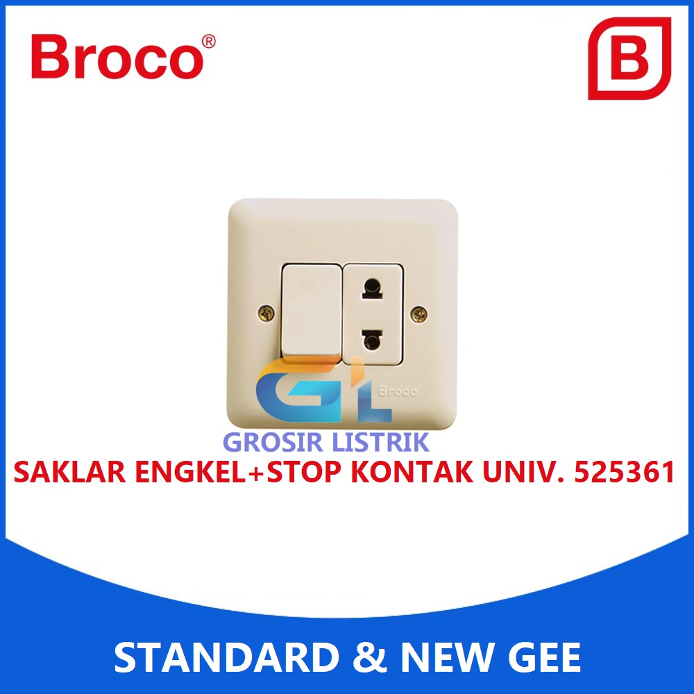 Broco New Gee Saklar Engkel + Stop Kontak Cream 525361 (Single) 525361-11 Original Grosir Promo