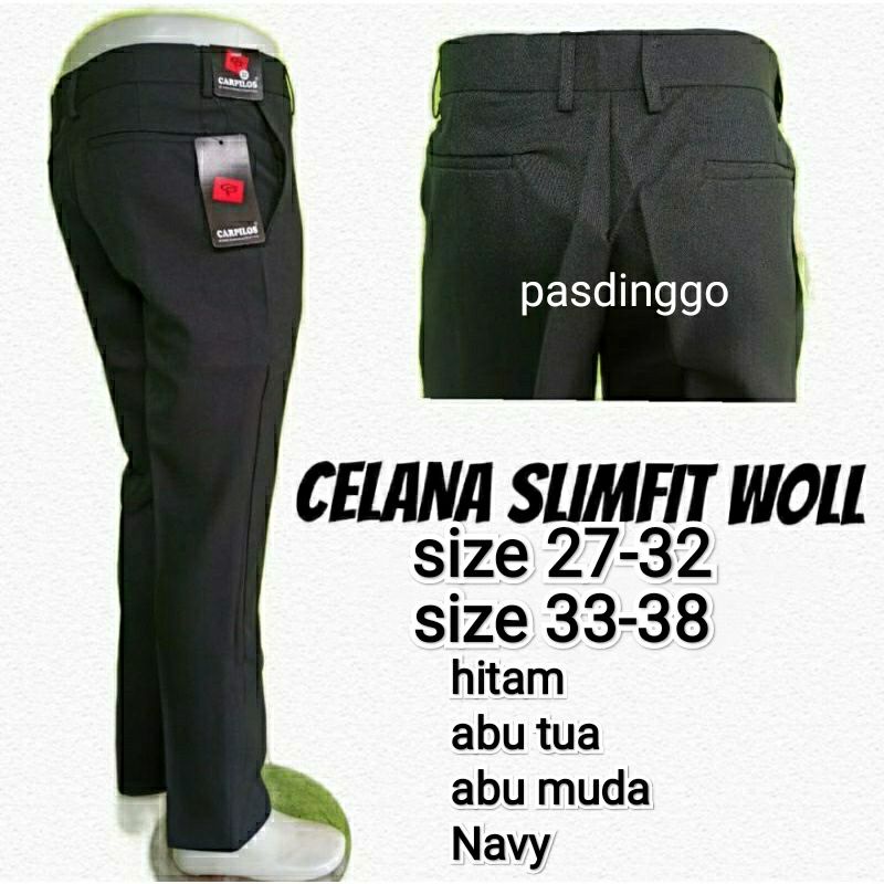 CELANA KANTOR FORMAL PRIA SLIMFIT BAHAN DASAR KAIN WOLL