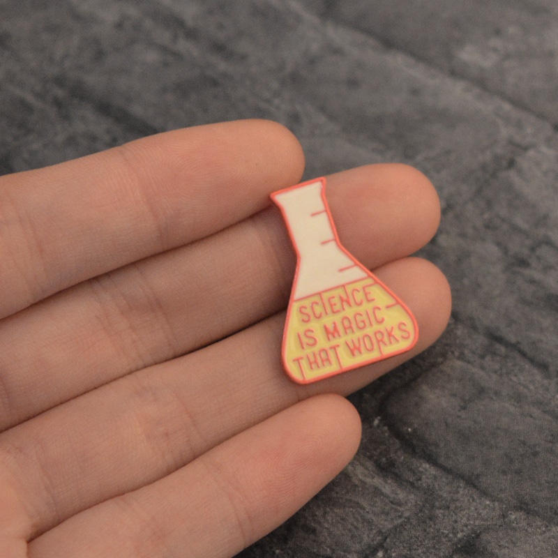 Bros Pin Enamel Desain Kartun Science Is Magic That Work Untuk Hadiah Guru