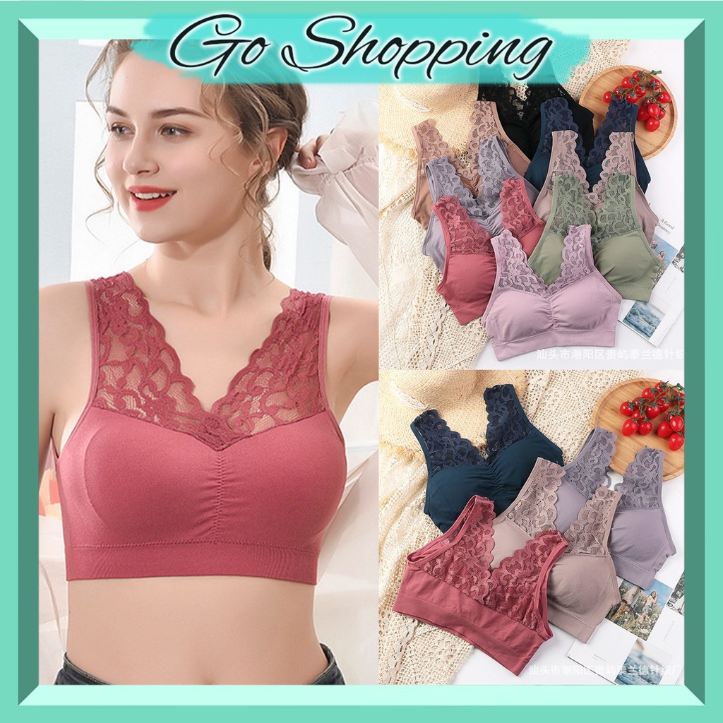 GO! BR026 BRA TANKTOP WANITA MOTIF BUNGA BH TANK TOP CEWEK SEXY RENDA BRUKAT COD