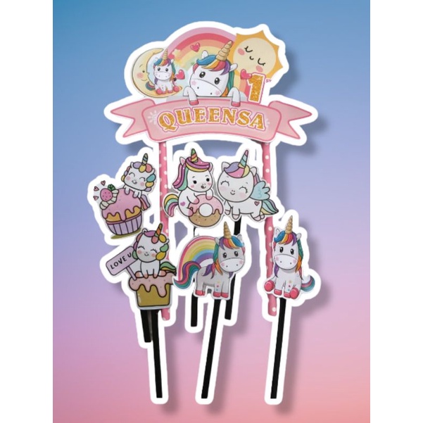 TOPPER UNICORN CUSTOM NAMA + FOTO