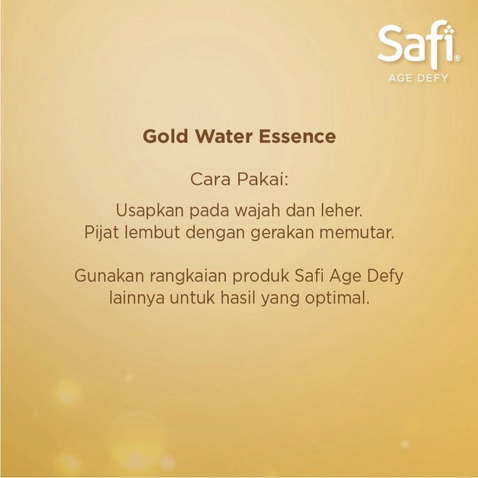 ⭐BAGUS⭐ SAFI AGE DEFY GOLD WATER ESSENCE 30  | 1OO ML TRAVEL / FULL SIZE