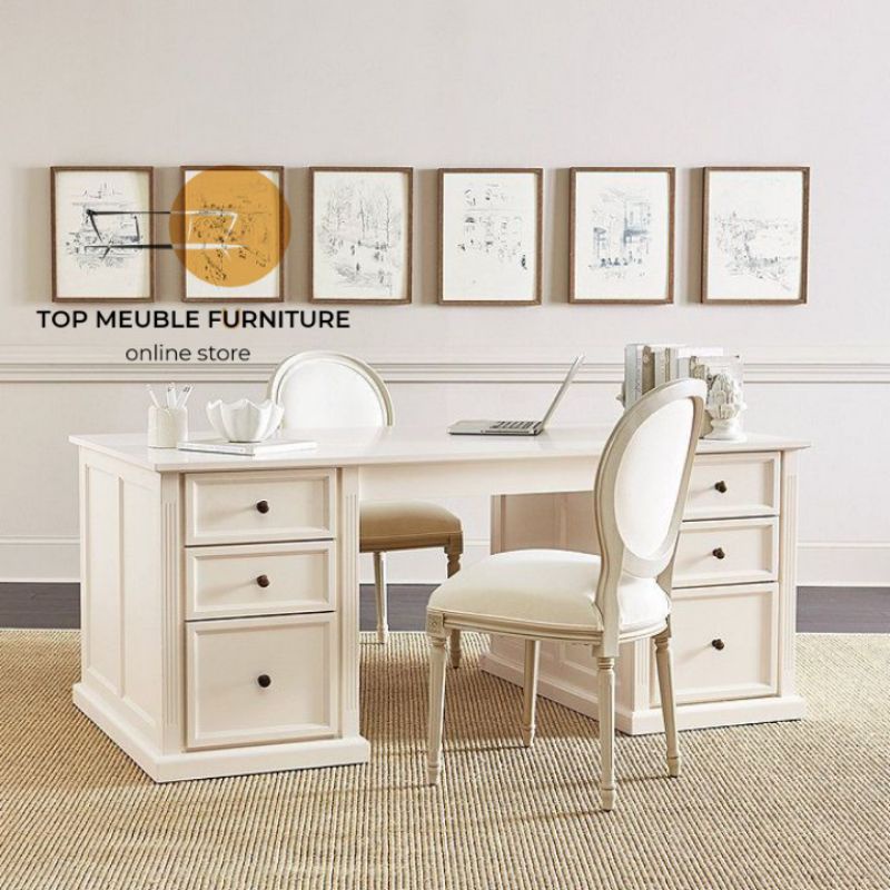 Meja belajar cat duco putih - meja kantor