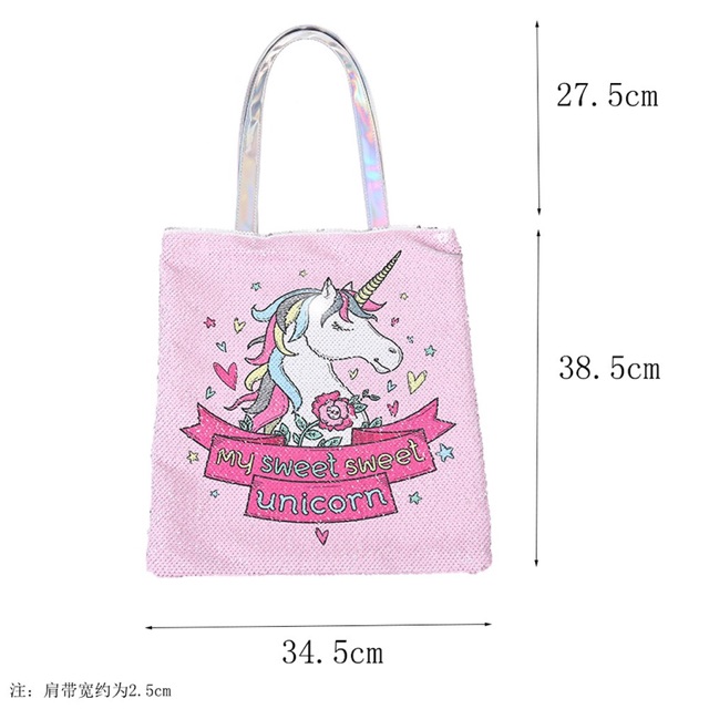 Tote bag sequin unicorn mermaid TU004 handbag tas tangan shoulder pundak tas les