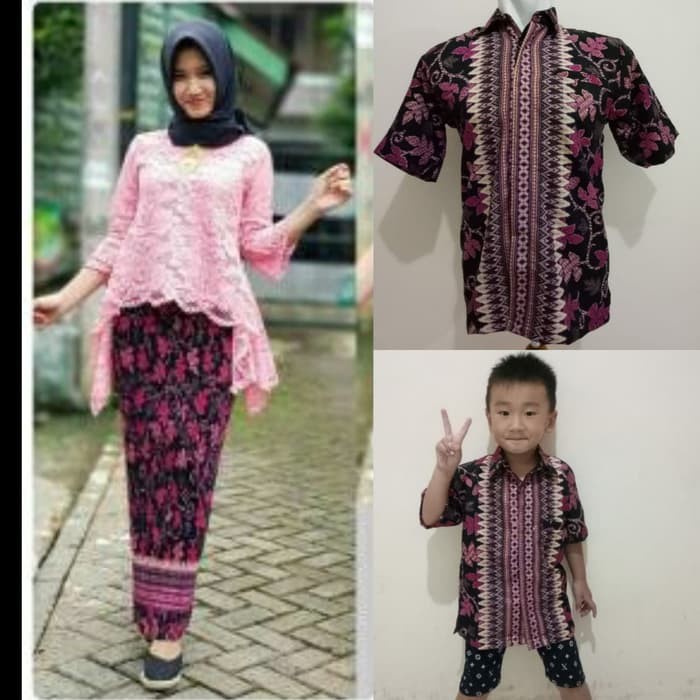 couple kebaya ibu kemeja ayah pendek kebaya anak