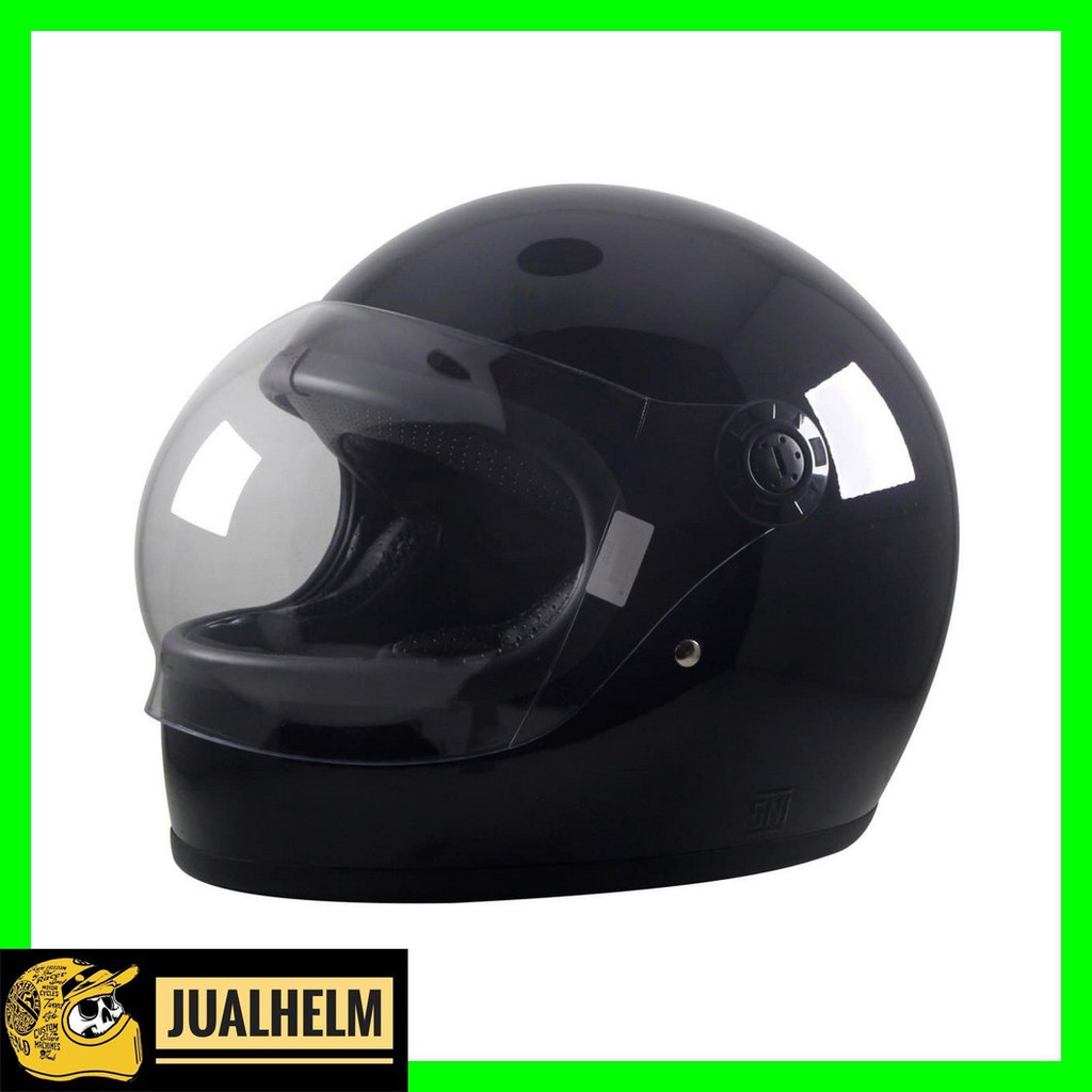 Helm Cakil Gringgo Fullface Black Glossy (Retro / Vintage / Klasik / Vespa )