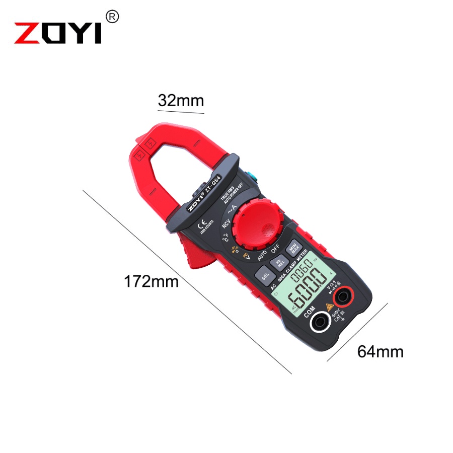 ZOYI ZT-QS4 Tang Amper True Rms 4000 Count AC Current Diode NCV Auto