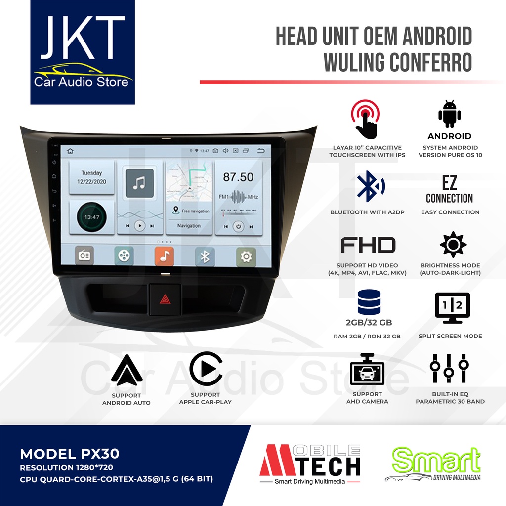 Head Unit ANDROID OS 10 OEM Tape Mobil WULING CONFERO (2017 - 2020) MTech MOBILETECH RAM 2 GB ROM 32