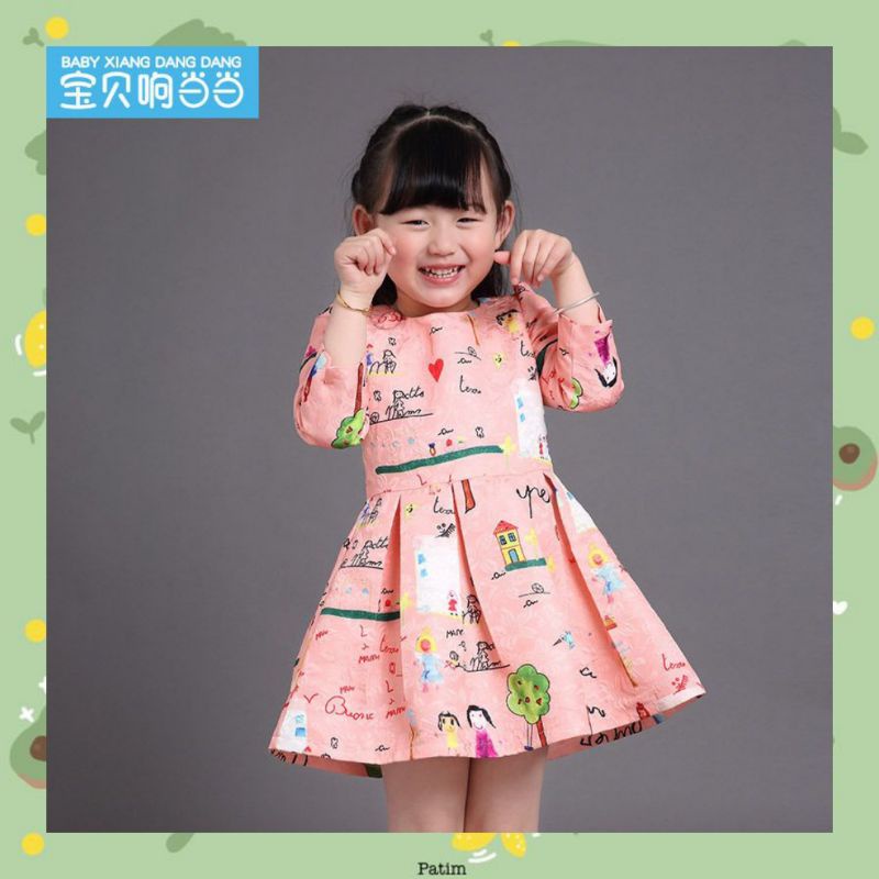 Dress Gaun Anak Perempuan Import Premium Motif 8 - 17 Tahun