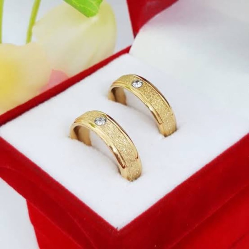 Cincin titanium Couple PASIR GOLD PERMATA lapis emas pria wanita Harga Satuan CC24L,E