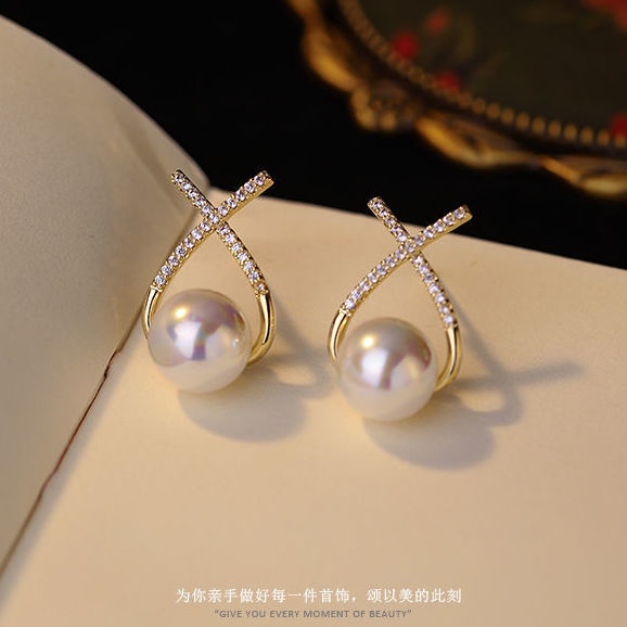 Anting Sterling Silver Hias Mutiara Gaya Korea Untuk Wanita