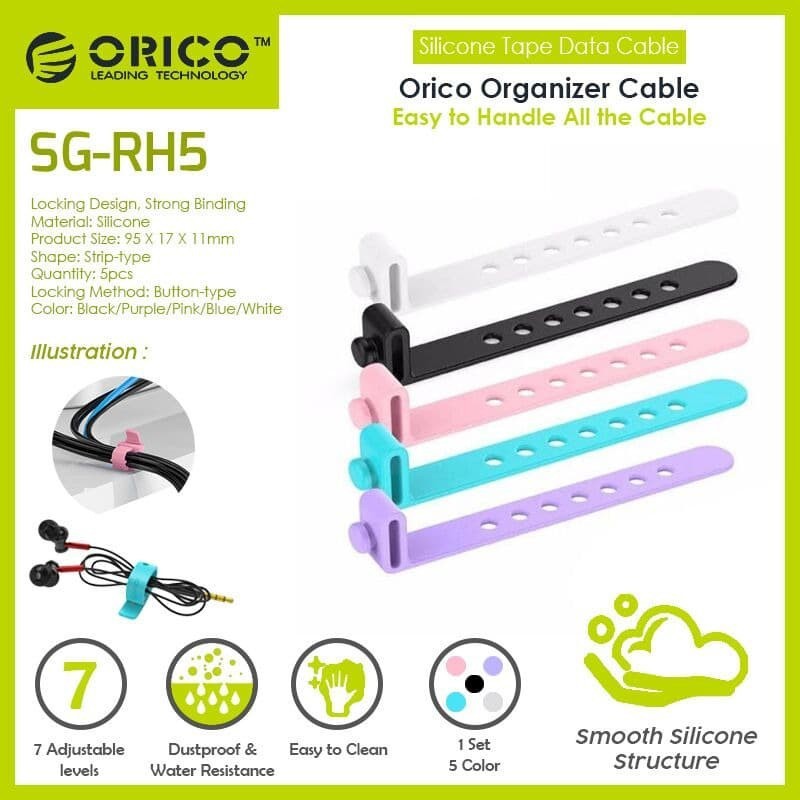 Colorful Silicone Cable Tie Orico SG-RH5