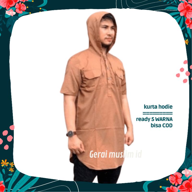 Baju Kurta Hoodie Remaja dan Dewasa Katun Toyobo Lengan Pendek Al Muslim