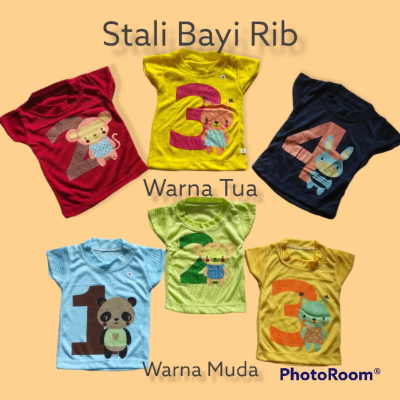 Kaos Oblong Bayi BABY MOTIF ANIMALS Katun Rib