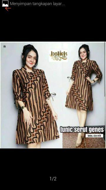 Tunic Serut Genes Parang Barong Gandes Tunik Mona Batik Seragam Kerja Kantor Wanita Vintage