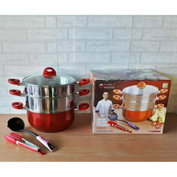 Tiga Dua - 32 CM SUPRA SUSUN 2 - PANCI STEAM KUKUSAN STAINLESS High QUALITY 32CM - Bisa COD