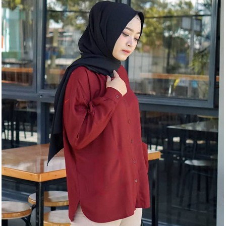 KEMEJA BASIC / KEMEJA DIAN / COMFY SKOLDER / KEM BASIC / KEMEJA POLOS-MARUN