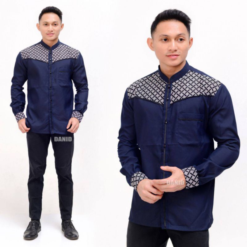 NEW KOKO KOMBINASI BATIK BAJU MUSLIM PRIA KEKINIAN