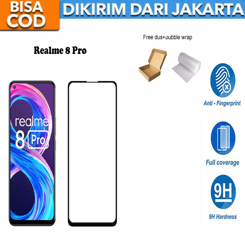 Tempered Glass Realme 8 Pro Full Cover / Full Screen Protector Anti Gores