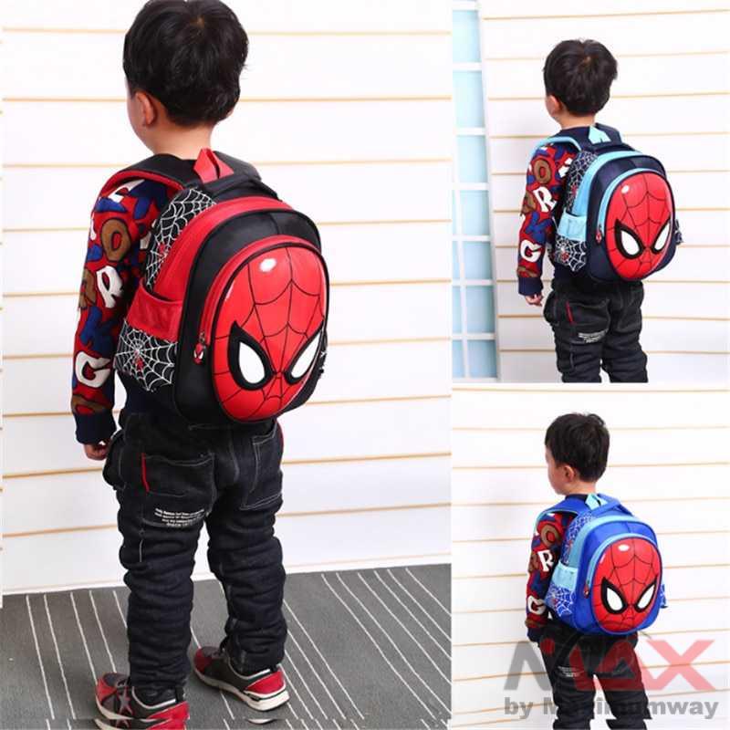 KAFVNIE Tas Ransel Sekolah Anak Backpack Model Spiderman - 1801 Warna Dark Blue