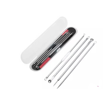 PAKET SET STAINLESS 4IN1 ALAT PEMBERSIH KOMEDO ALAT PEMENCET JERAWAT KOMEDO