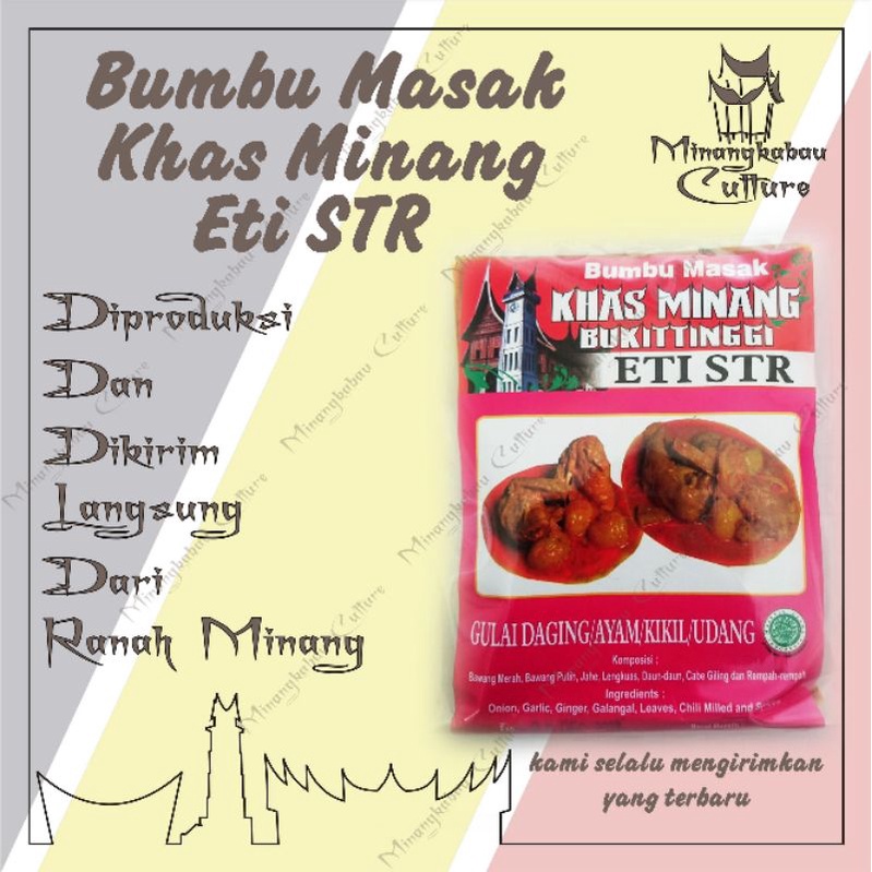 

Bumbu masakan Minang Eti STR BUMBU GULAI AYAM,GULAI KIKIL,GULAI UDANG khas Sumatra Barat, khas rumah makan Padang