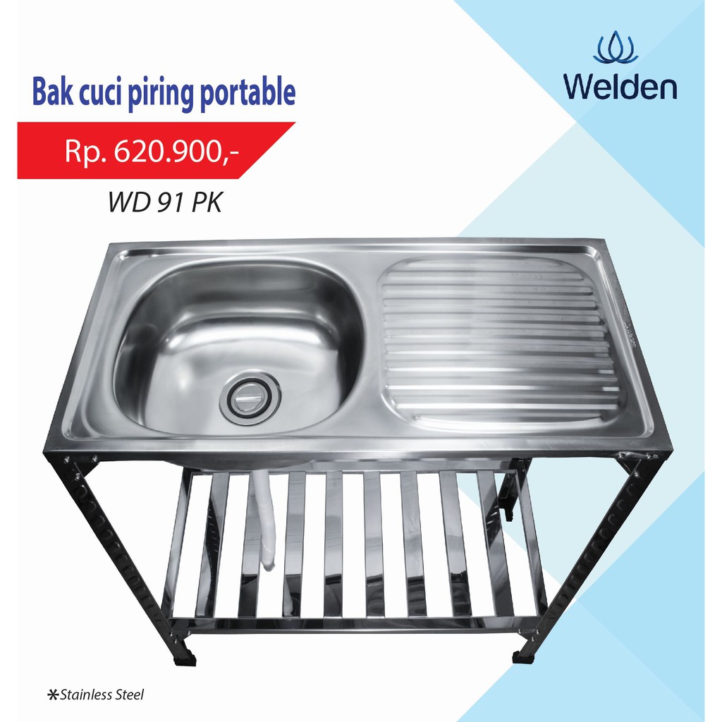 Bak Cuci Piring Knockdown Kitchen Sink Portable Welden 91pk Shopee Indonesia