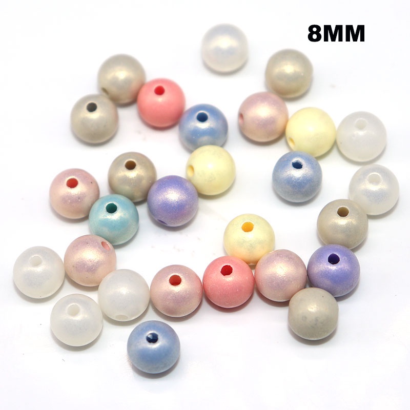 30pcs / lot Manik-Manik Spacer Bulat Warna Macaroon Matte Untuk Membuat Perhiasan Handmade DIY