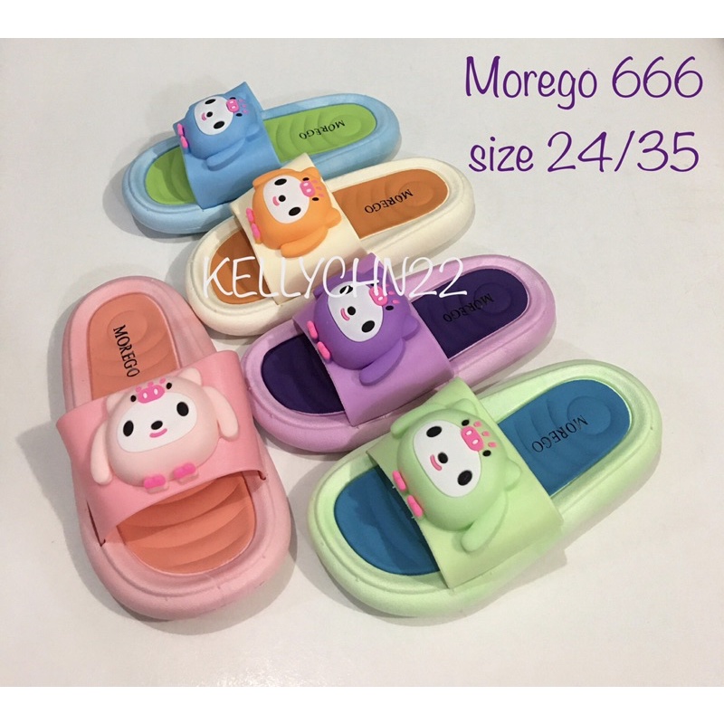 Sandal Slop Anak Cewek Owl Slip On Lentur Impor Morego 666
