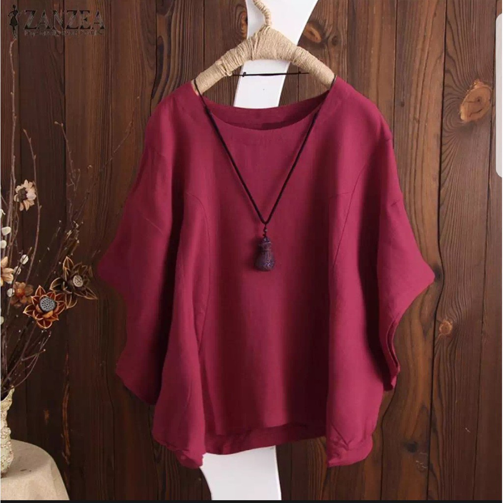 17wear Blouse Wanita Terbaru Korea Baju Atasan Wanita Terbaru 2021 Batwing Fit S - XXL-2