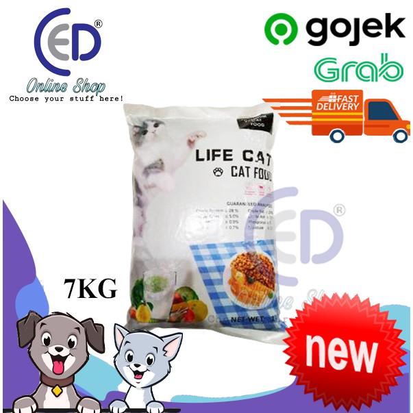 MAKANAN KUCING LIFE CAT FOOD 7KG ( GOSEND &amp; GRAB )