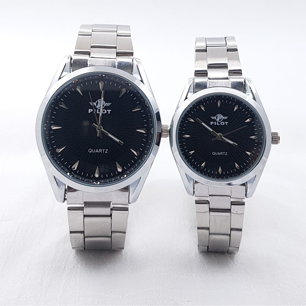 JAM TANGAN COUPLE JAM COUPLE MURAH PILOT ANALOG ORIGINAL