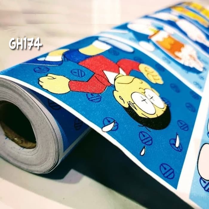 Bayar Di Temopat Paket 3 Roll Wallpaper Stiker Dinding Motif Doraemon/Wallpaper Dinding/Wallpaper