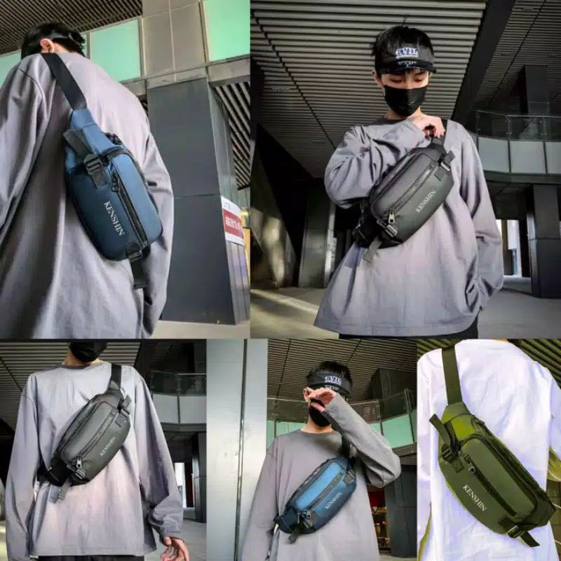 Tas slempang korean style kedap air, waitsbag unisex impor kenshin original